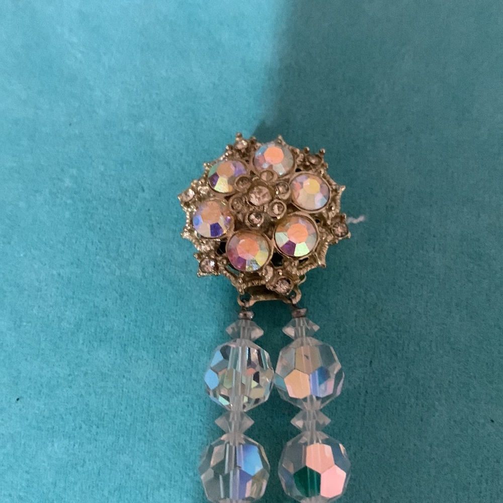 Vintage beautiful aurora borealis crystal bracelet with rhinestone clasp 7” - Picture 7 of 7
